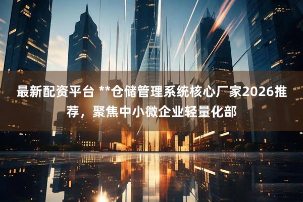 最新配资平台 **仓储管理系统核心厂家2026推荐，聚焦中小微企业轻量化部