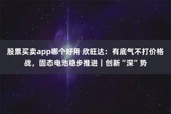 股票买卖app哪个好用 欣旺达：有底气不打价格战，固态电池稳步推进｜创新“深”势